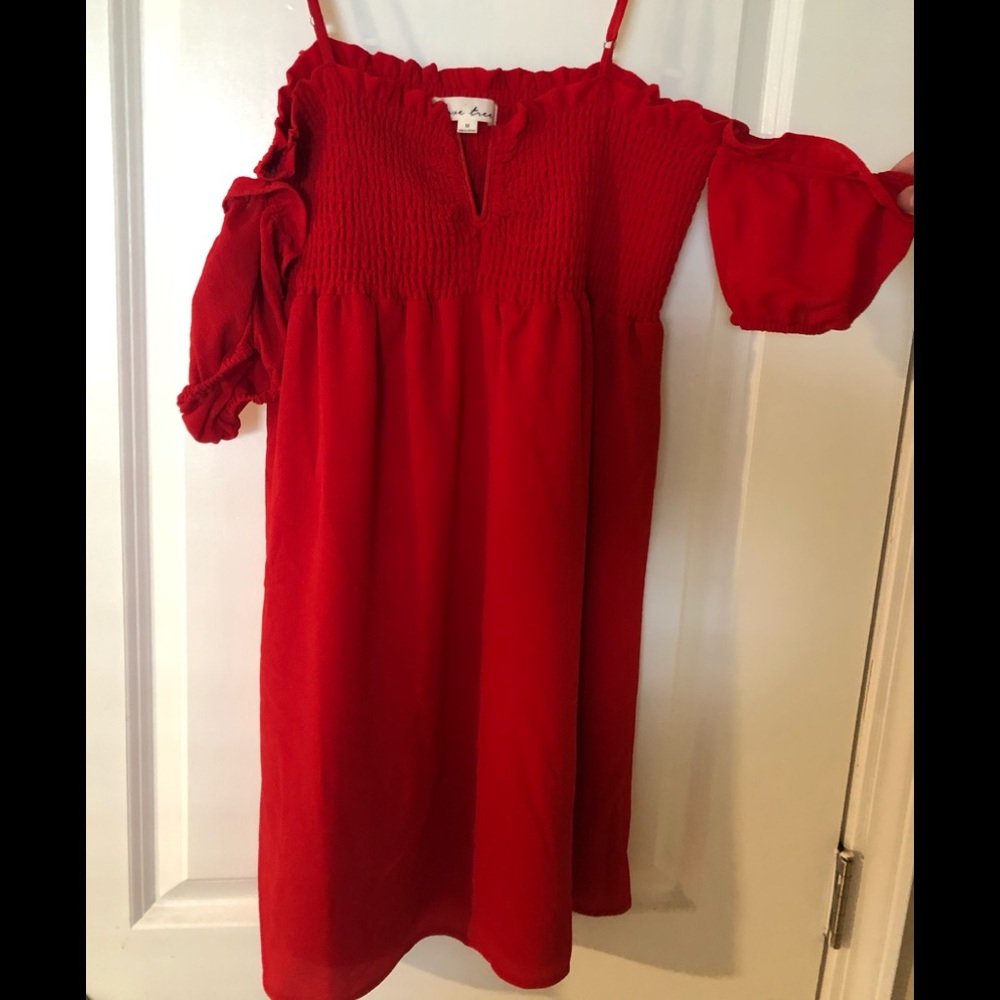 Red chiffon dress